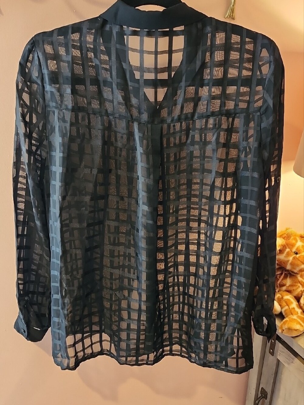 Quintessential Sheer Plaid Button-Up Blouse - Picture 5 of 8